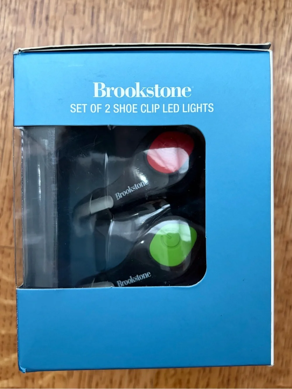 Brookstone Set of 2 Shoe Clip LED Lights Green/Red Super Bright Universal Fit